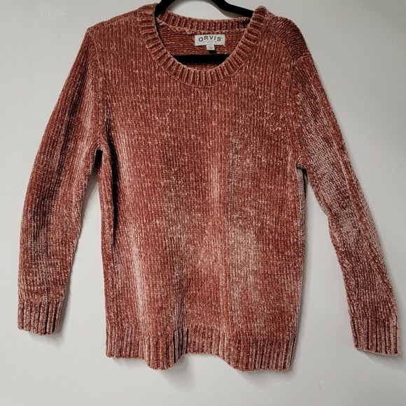 Orvis Chenille Sweater Plush Long Sleeve‎ Super Soft  Pink Mauve - Picture 2 of 5